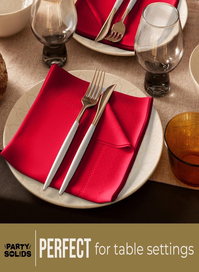 Party Solids مناديل عشاء حمراء سادة للاستخدام اليومي، 50 منديل، طبقتان، ورقية للاستخدام اليومي، مناسبة للحفلات ولوازمها. - Image 5